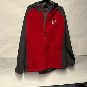Holloway zip up hooded jacket with Miller Lite and Falcons branding
